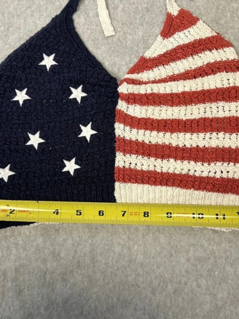 American Eagle Crochet American Flag Crop Halter Top Women’s XS Boho Festival - Picture 12 of 15